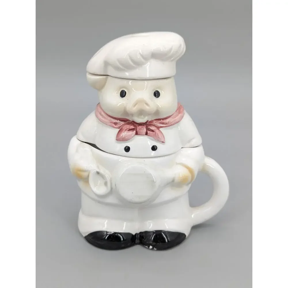 Anthropomorphic Ceramic Painted Pig & Flowers Tea Pot 6.5